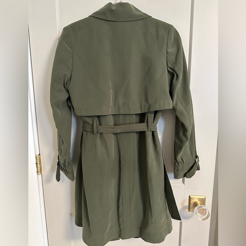 Club Monaco Olive Green Wrap Trench - Xs - Gem